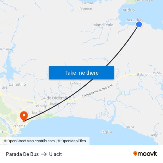 Parada De Bus to Ulacit map