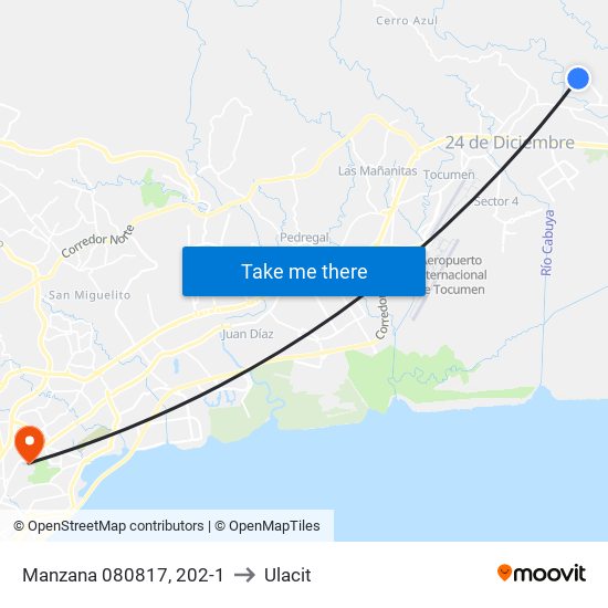 Manzana 080817, 202-1 to Ulacit map