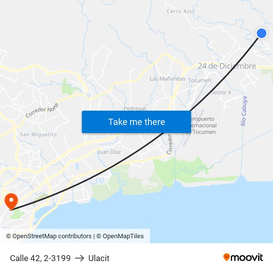 Calle 42, 2-3199 to Ulacit map