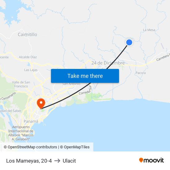 Los Mameyas, 20-4 to Ulacit map