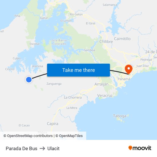 Parada De Bus to Ulacit map