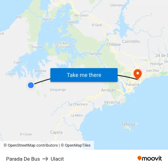 Parada De Bus to Ulacit map