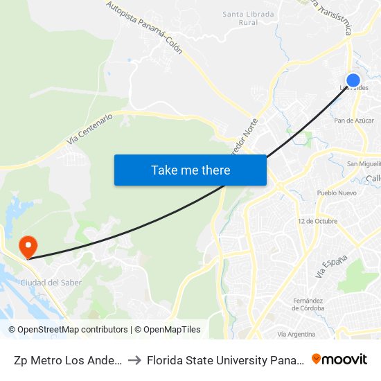 Zp Metro Los Andes-I to Florida State University Panamá map