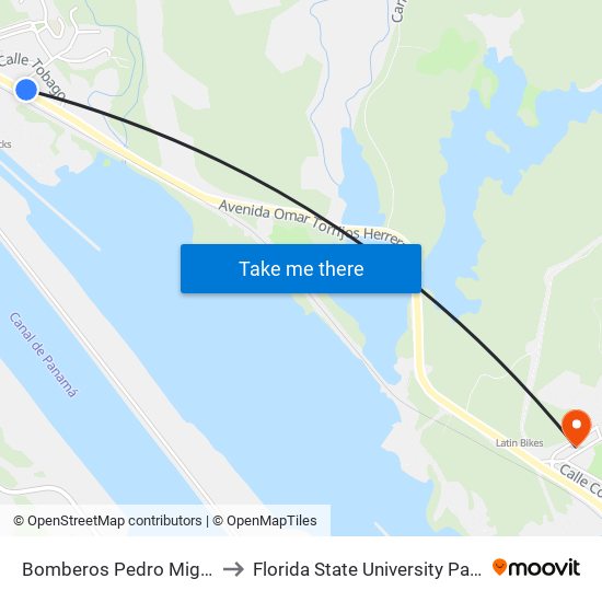 Bomberos Pedro Miguel-R to Florida State University Panamá map