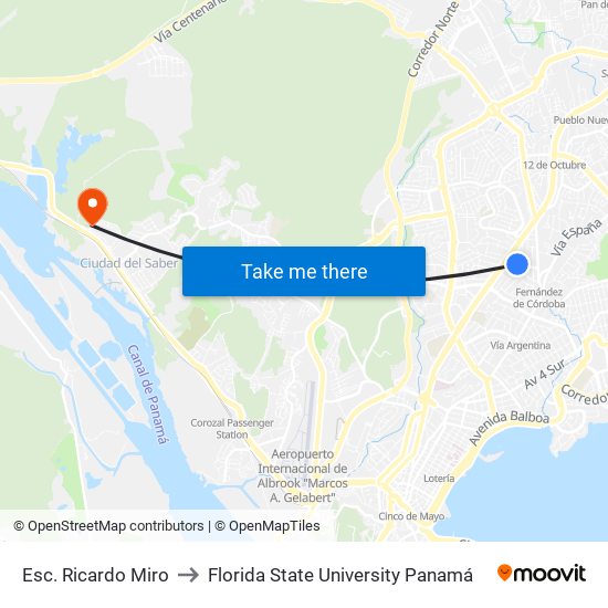 Esc. Ricardo Miro to Florida State University Panamá map