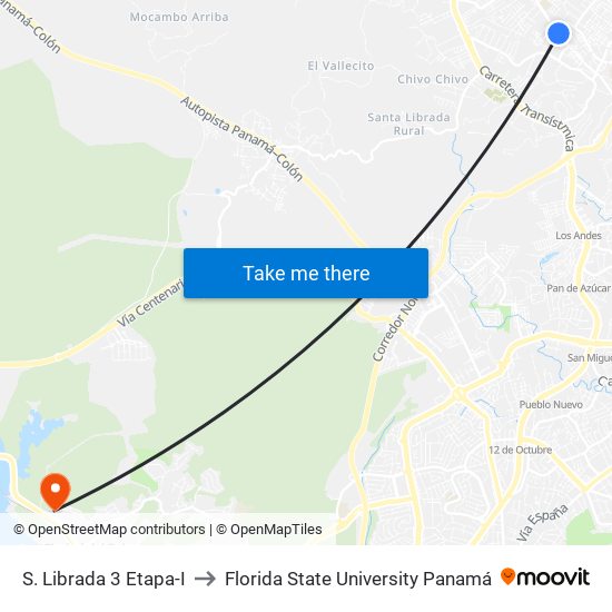 S. Librada 3 Etapa-I to Florida State University Panamá map