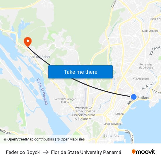 Federico Boyd-I to Florida State University Panamá map