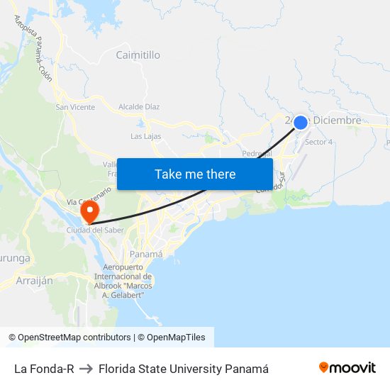 La Fonda-R to Florida State University Panamá map