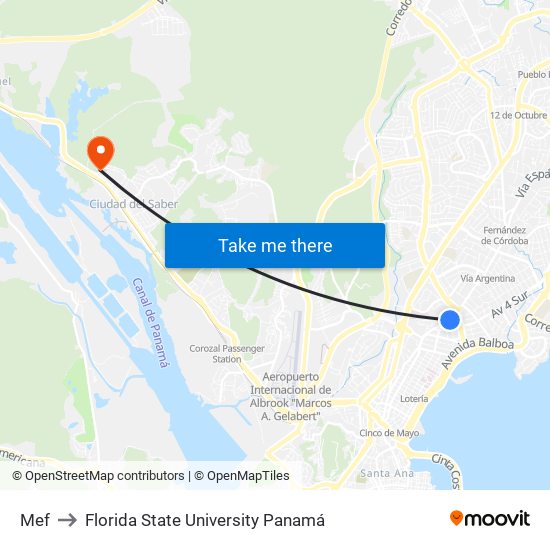 Mef to Florida State University Panamá map