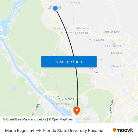 Maria Eugenia-I to Florida State University Panamá map