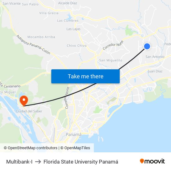 Multibank-I to Florida State University Panamá map