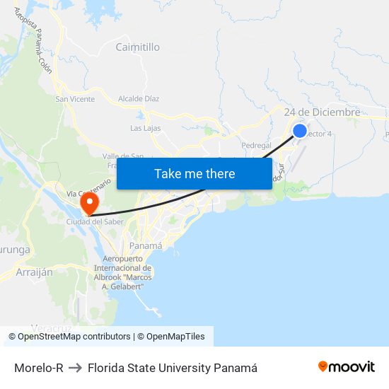 Morelo-R to Florida State University Panamá map