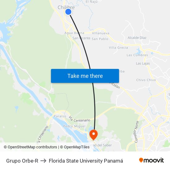 Grupo Orbe-R to Florida State University Panamá map