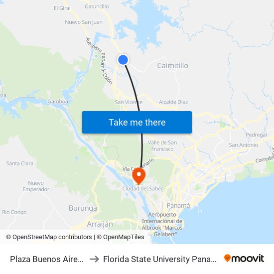 Plaza Buenos Aires-I to Florida State University Panamá map