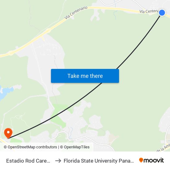 Estadio Rod Carew-I to Florida State University Panamá map