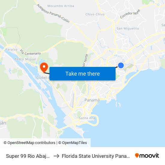 Super 99 Rio Abajo-I to Florida State University Panamá map