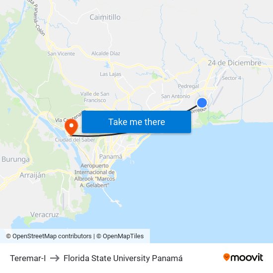 Teremar-I to Florida State University Panamá map