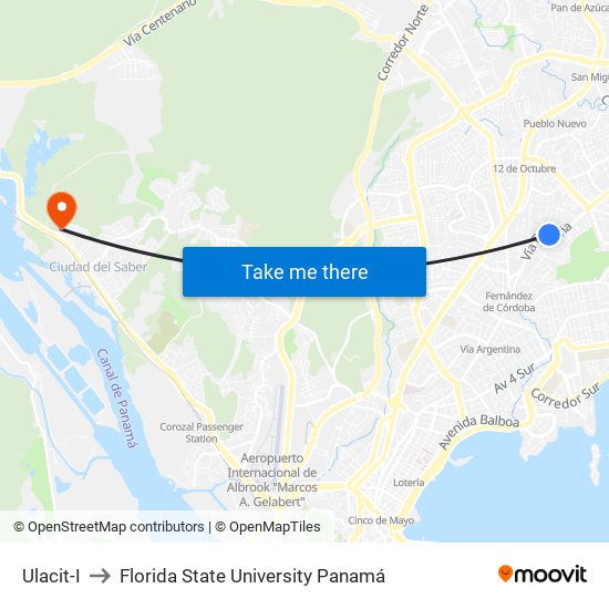 Ulacit-I to Florida State University Panamá map