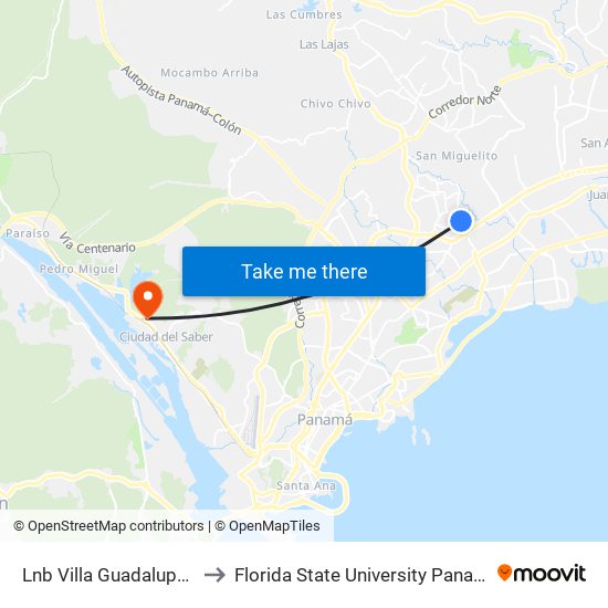 Lnb Villa Guadalupe-R to Florida State University Panamá map