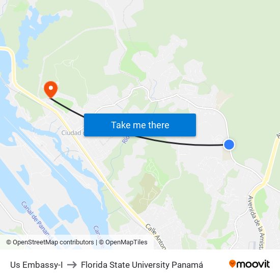 Us Embassy-I to Florida State University Panamá map