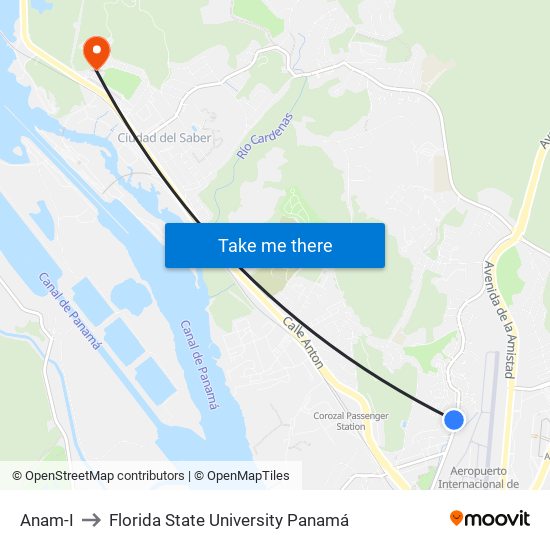 Anam-I to Florida State University Panamá map