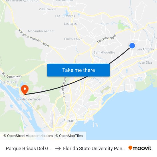 Parque Brisas Del Golf-I to Florida State University Panamá map