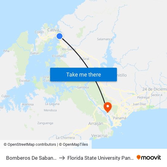 Bomberos De Sabanitas to Florida State University Panamá map