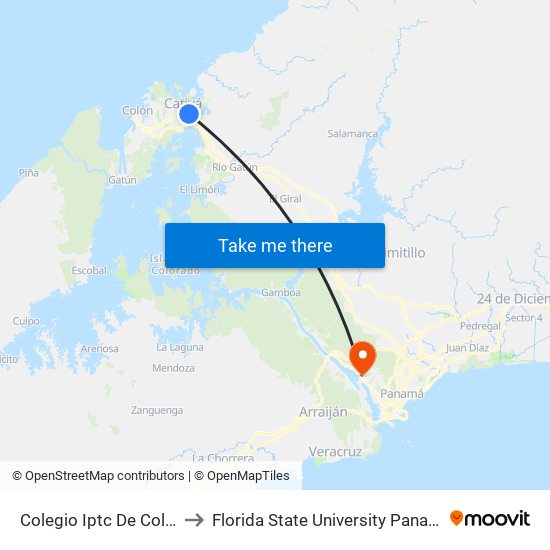 Colegio Iptc De Colón to Florida State University Panamá map