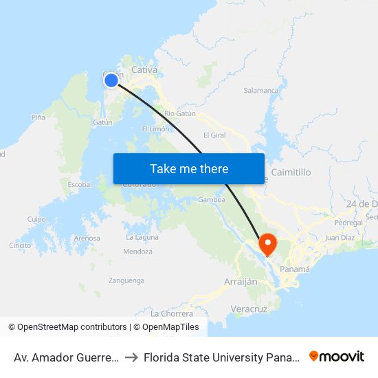 Av. Amador Guerrero to Florida State University Panamá map