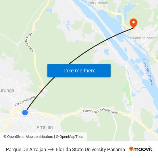 Parque De Arraiján to Florida State University Panamá map