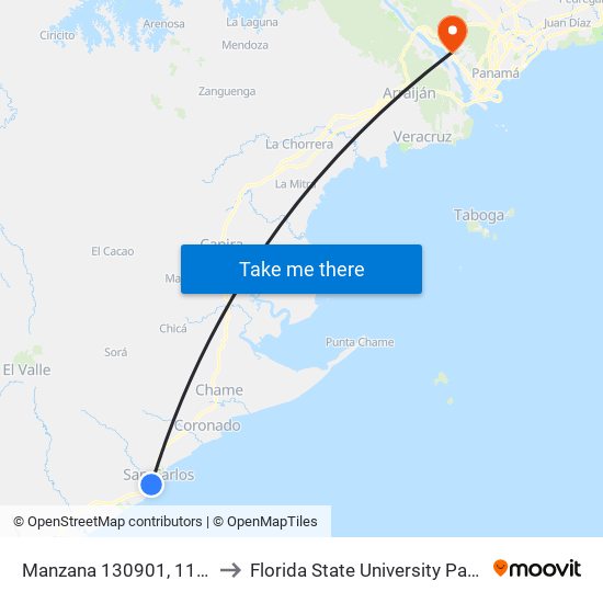 Manzana 130901, 111-23 to Florida State University Panamá map