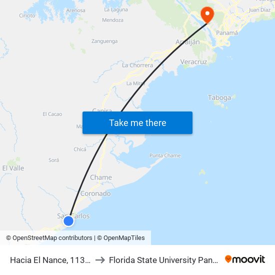 Hacia El Nance, 113-18 to Florida State University Panamá map