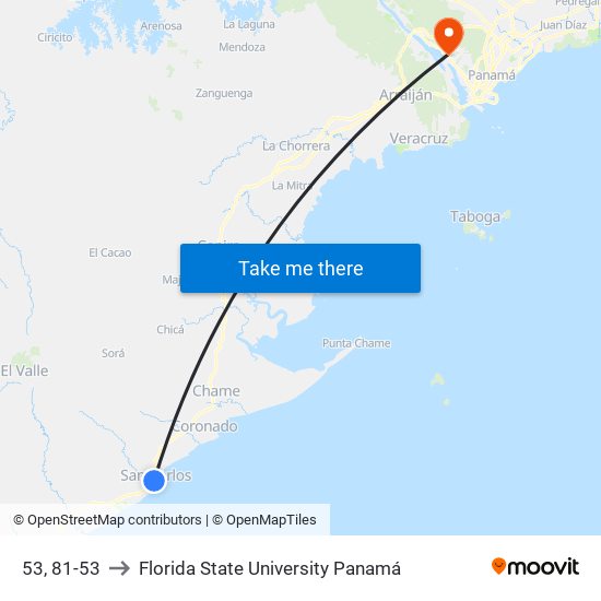 53, 81-53 to Florida State University Panamá map