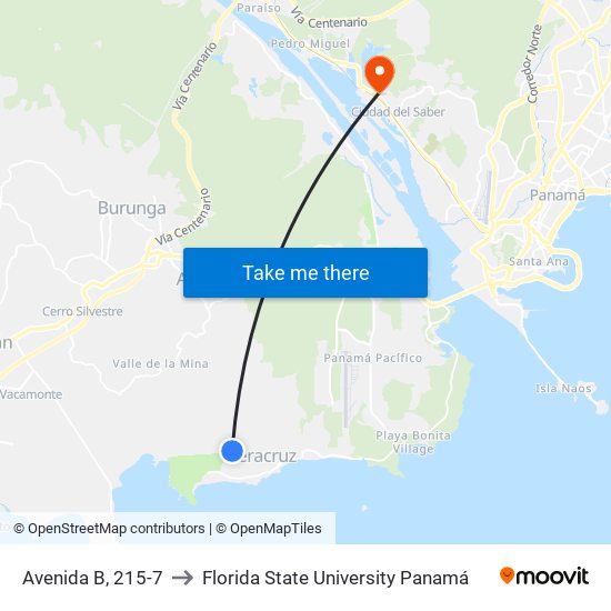 Avenida B, 215-7 to Florida State University Panamá map
