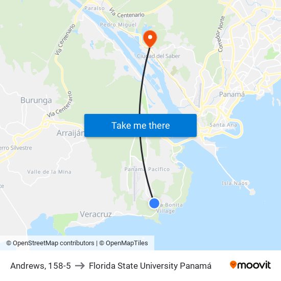 Andrews, 158-5 to Florida State University Panamá map