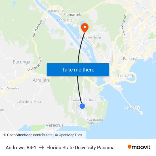 Andrews, 84-1 to Florida State University Panamá map