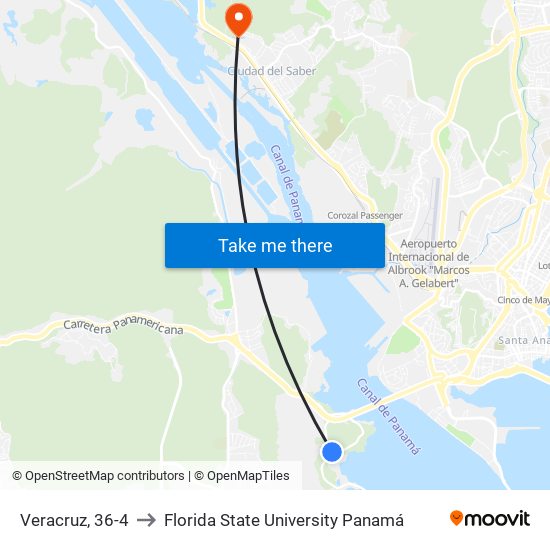 Veracruz, 36-4 to Florida State University Panamá map