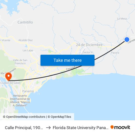 Calle Principal, 190-42 to Florida State University Panamá map