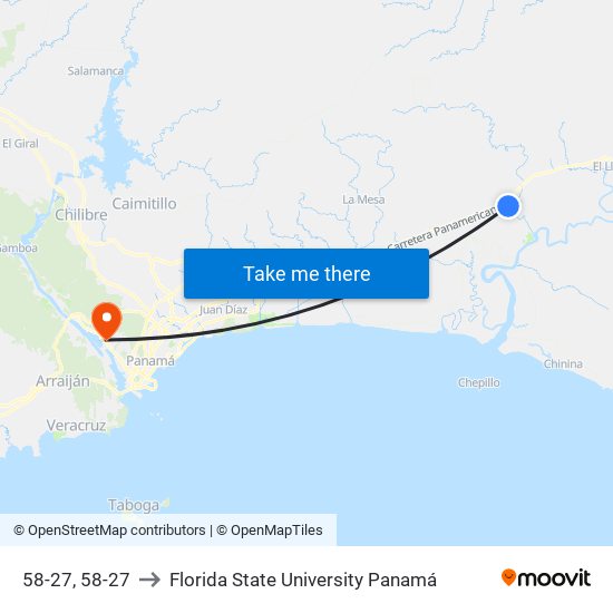 58-27, 58-27 to Florida State University Panamá map