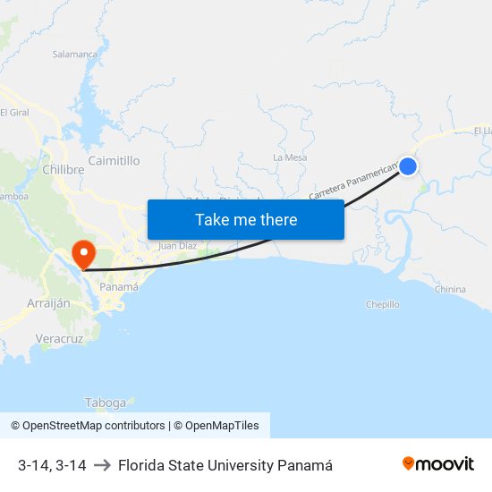 3-14, 3-14 to Florida State University Panamá map