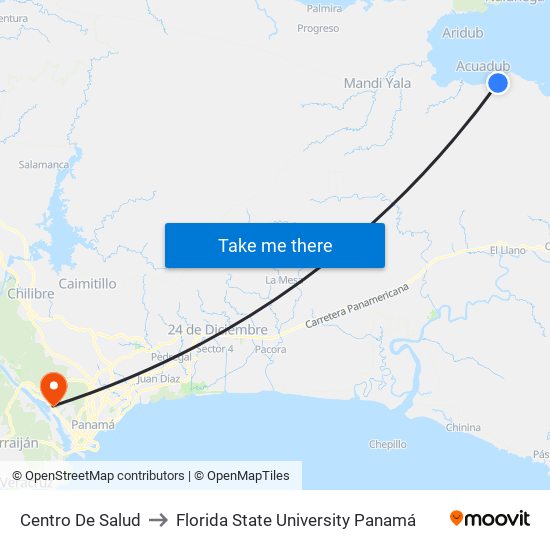 Centro De Salud to Florida State University Panamá map