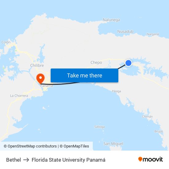 Bethel to Florida State University Panamá map