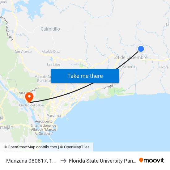 Manzana 080817, 182-7 to Florida State University Panamá map