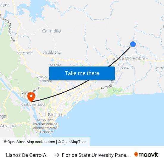 Llanos De Cerro Azul to Florida State University Panamá map