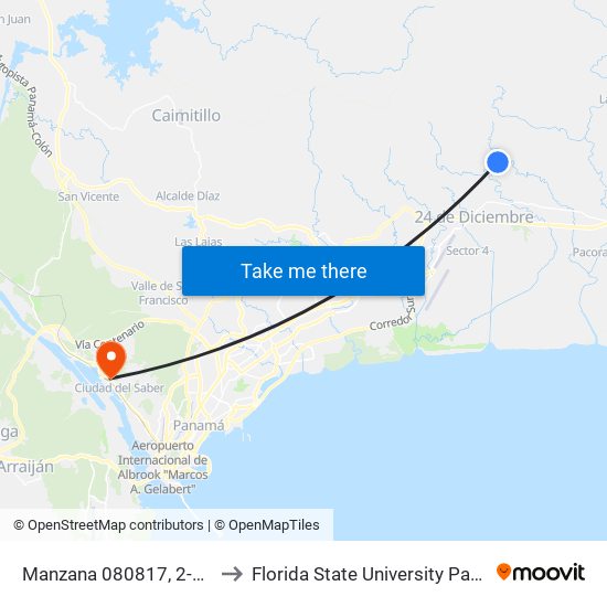 Manzana 080817, 2-2613 to Florida State University Panamá map