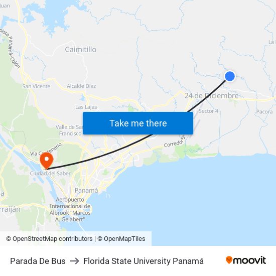 Parada De Bus to Florida State University Panamá map