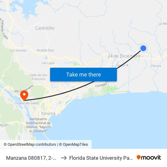 Manzana 080817, 2-1646 to Florida State University Panamá map