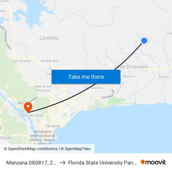 Manzana 080817, 2-51 to Florida State University Panamá map