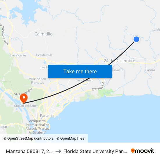 Manzana 080817, 2-80 to Florida State University Panamá map