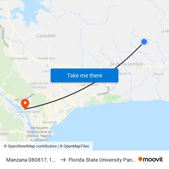 Manzana 080817, 19-11 to Florida State University Panamá map